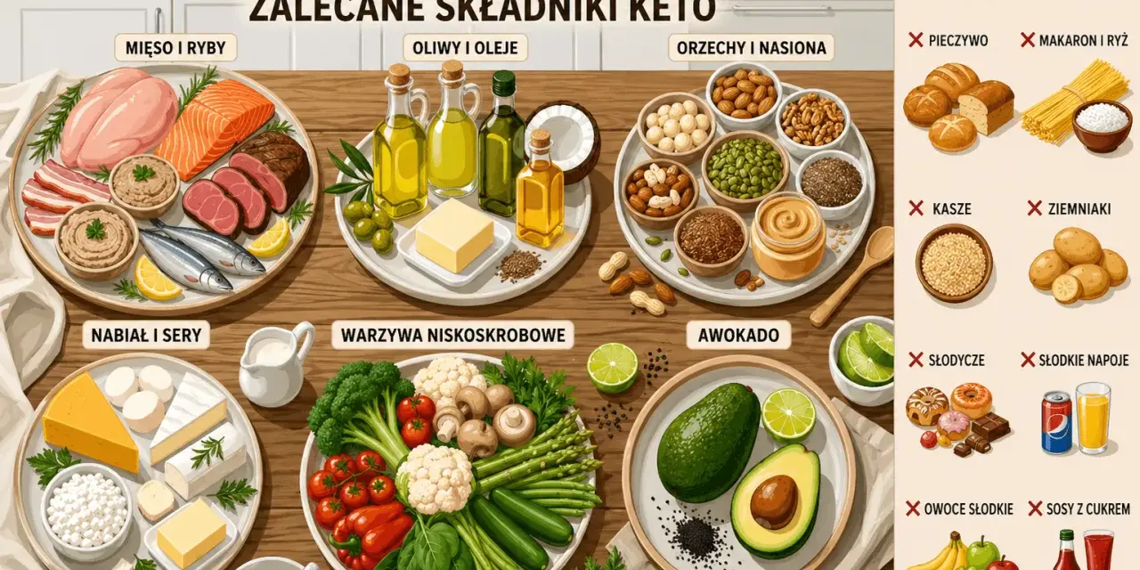 Zalecane produkty keto: mięso, ryby, oliwy, orzechy, nabiał, warzywa. Unikaj pieczywa, makaronu, kasz, ziemniaków, słodyczy, słodkich napojów, owoców i sosów z cukrem. To podstawa, by wiedzieć, autofagia co jeść.