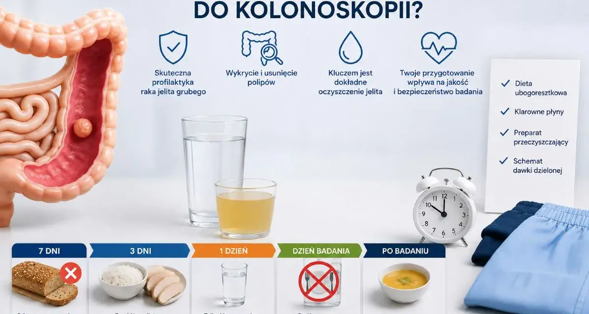 Jak przygotować się do kolonoskopii: dieta, klarowne płyny, preparat i schemat dawkowania. Zobacz, co jeść i pić przed badaniem.