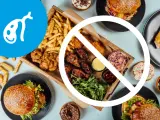 Symbol woreczka żółciowego i zakaz jedzenia fast foodów. Unikaj tłustych potraw, by zapobiec kamicy woreczka żółciowego.