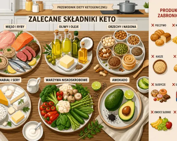 Zalecane produkty keto: mięso, ryby, oliwy, orzechy, nabiał, warzywa. Unikaj pieczywa, makaronu, kasz, ziemniaków, słodyczy, słodkich napojów, owoców i sosów z cukrem. To podstawa, by wiedzieć, autofagia co jeść.