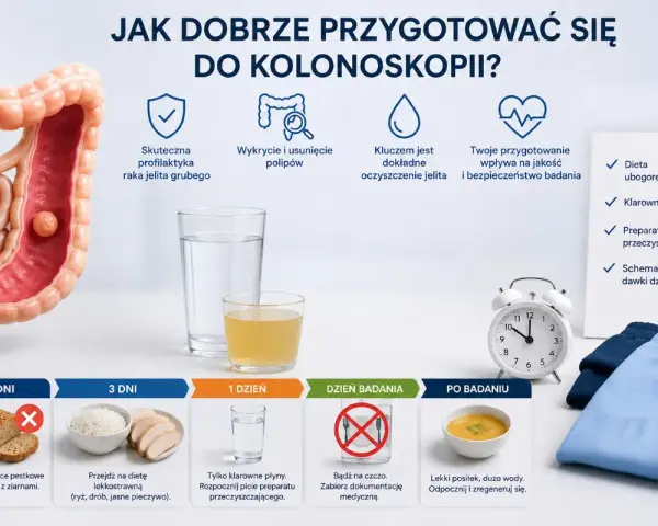 Jak przygotować się do kolonoskopii: dieta, klarowne płyny, preparat i schemat dawkowania. Zobacz, co jeść i pić przed badaniem.