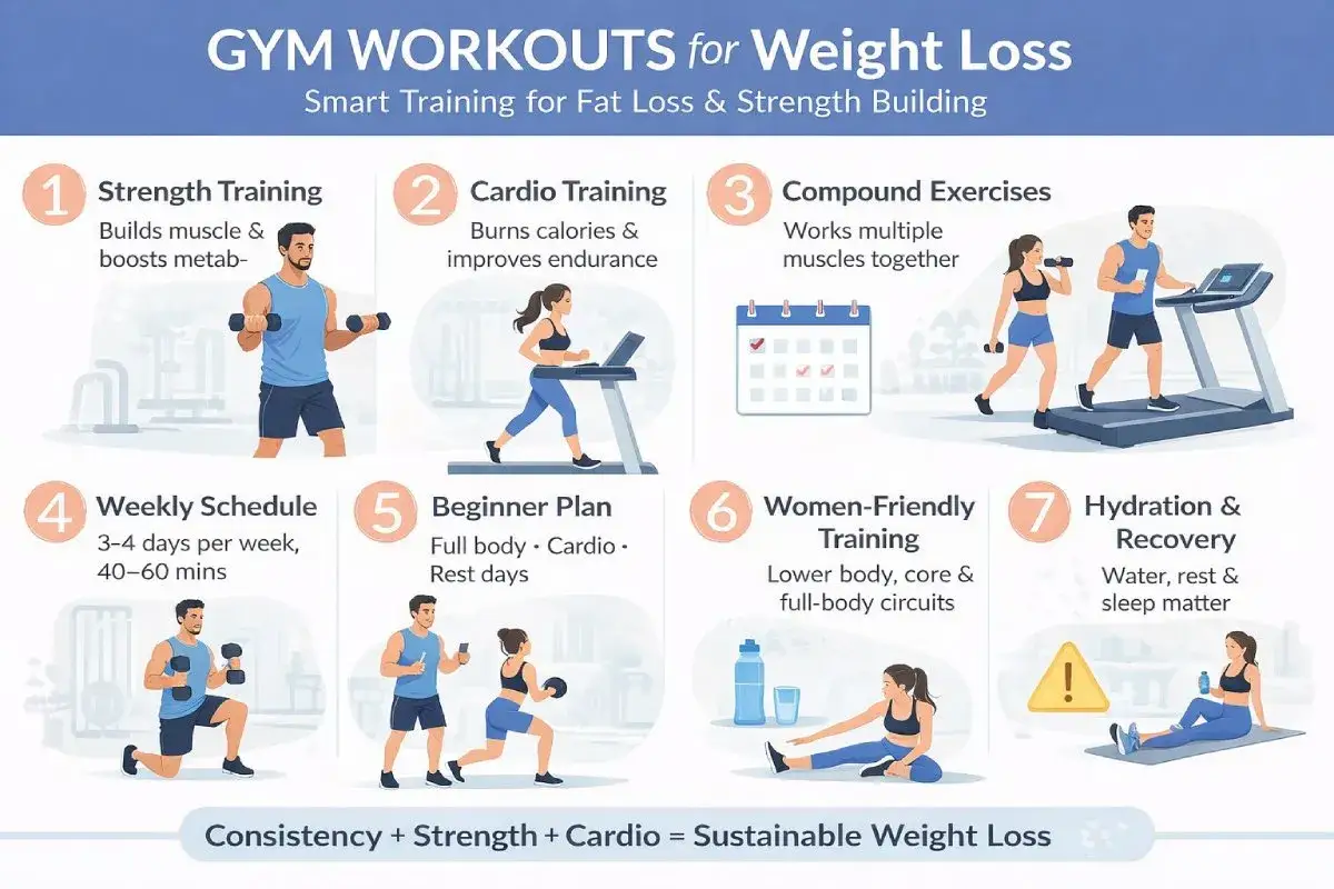 Skuteczne ćwiczenia na schudnięcie: trening siłowy, cardio, ćwiczenia złożone, plan tygodniowy, dla początkujących, kobiet, nawodnienie i regeneracja.