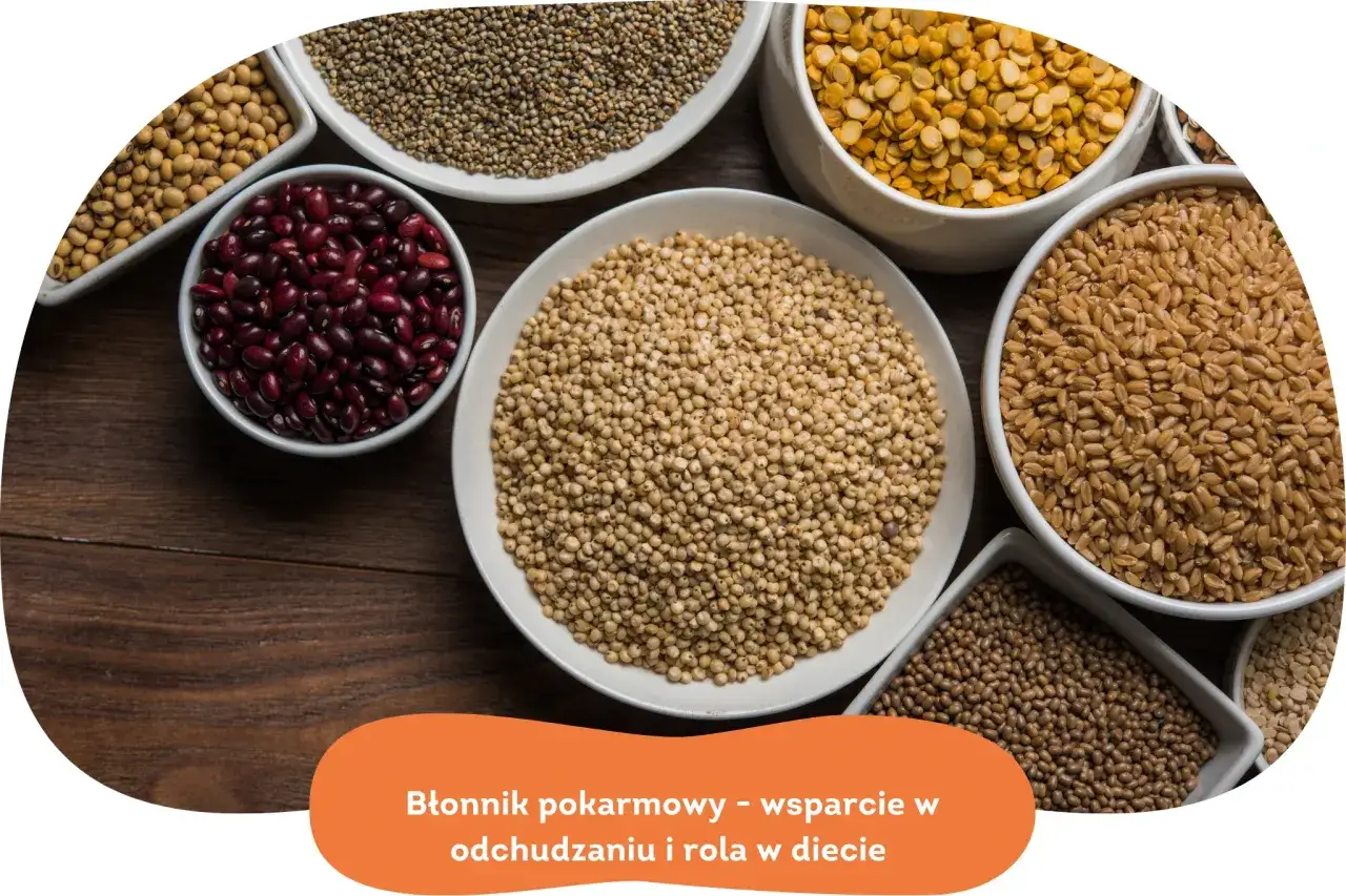 Miseczki pełne ziaren i nasion, bogactwo błonnika pokarmowego. Idealne do zdrowej diety i wsparcia odchudzania.